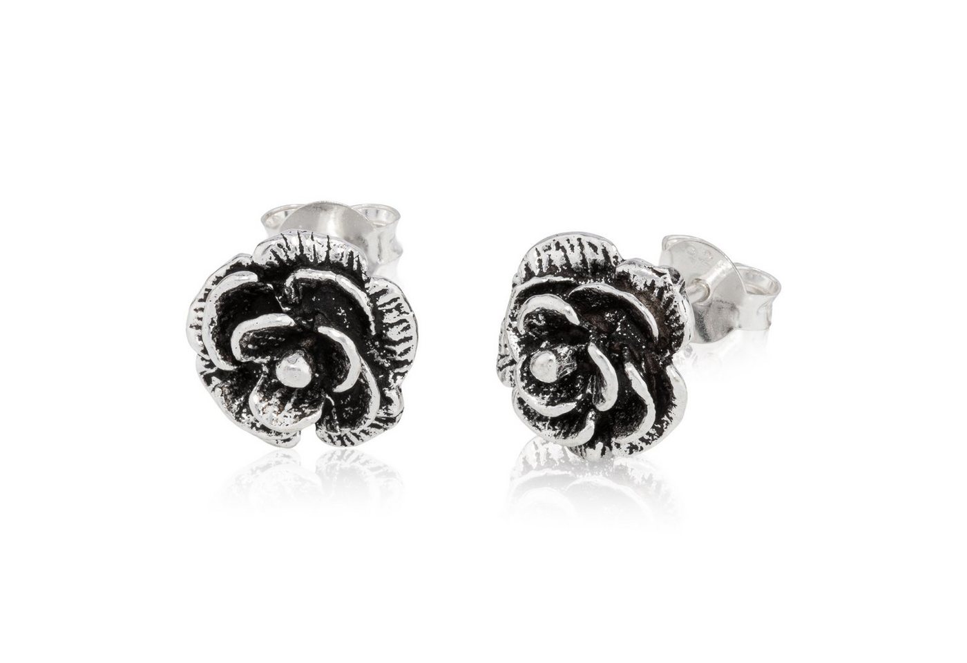 NKlaus Paar Ohrstecker Paar Rose Blumen Ohrstecker 925 Silber Antik Oxidi von NKlaus