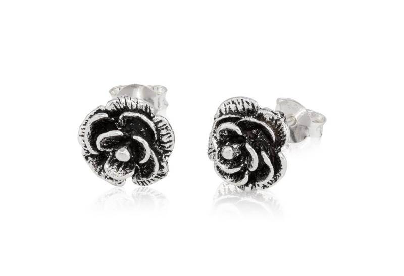 NKlaus Paar Ohrstecker Paar Rose Blumen Ohrstecker 925 Silber Antik Oxidi von NKlaus