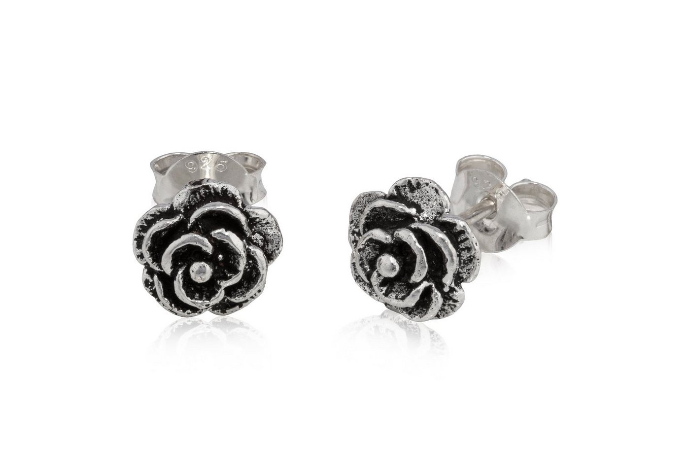 NKlaus Paar Ohrstecker Paar Rose Blumen Ohrstecker 925 Silber Oxidiert Oh von NKlaus