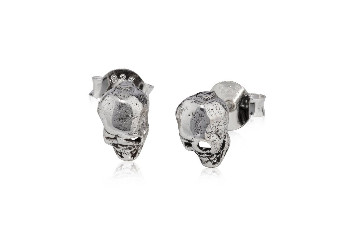 NKlaus Paar Ohrstecker Paar Totenkopf Ohrstecker 925 Silber Oxidiert 7mm von NKlaus