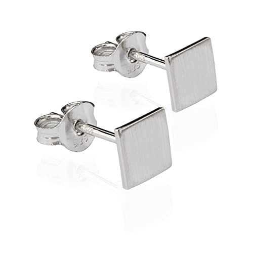 NKlaus Paar Ohrstecker Platte 925 Silber anlaufgeschützt matt 6x6mm kleine Ohrringe 9873 von NKlaus