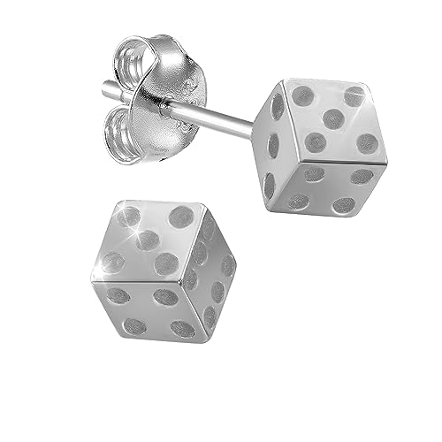 NKlaus Paar Ohrstecker Würfel 925 Silber rhodiniert 4x4mm Kinder Ohrringe Spielwürfel 14814 von NKlaus