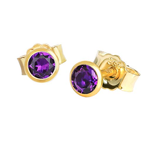 NKlaus Paar Ohrstecker echt Amethyst Gelbgold 333 8 Karat Gold 3,5mm kleine Ohrringe 7990 von NKlaus