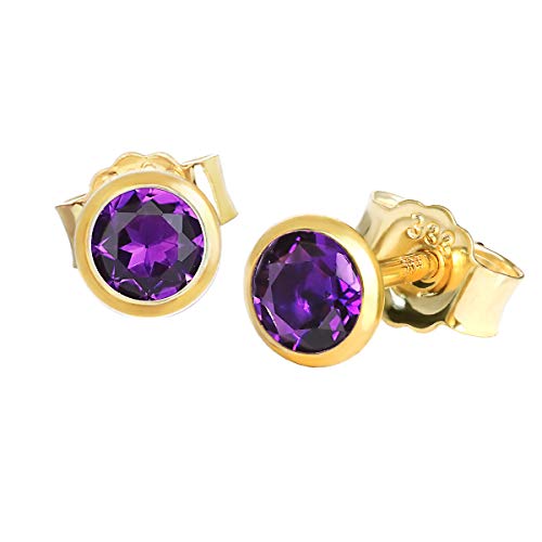 NKlaus Paar Ohrstecker echt Amethyst Gelbgold 333 8 Karat Gold 4,0mm kleine Ohrringe 7998 von NKlaus