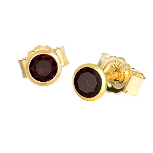NKlaus Paar Ohrstecker echt Granat rot Gelbgold 333 8 Karat Gold 3,5mm kleine Ohrringe 7994 von NKlaus