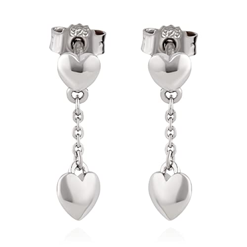 NKlaus Paar Ohrstecker mit hängende Herz 925 Silber rhodiniert 6x4mm Damen Ohrhänger 13519 von NKlaus