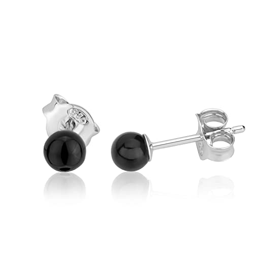 NKlaus Paar Onyx Ohrstecker 925 Sterlingsilber rhodiniert 4mm Ohrringe rund Damen 3774 von NKlaus
