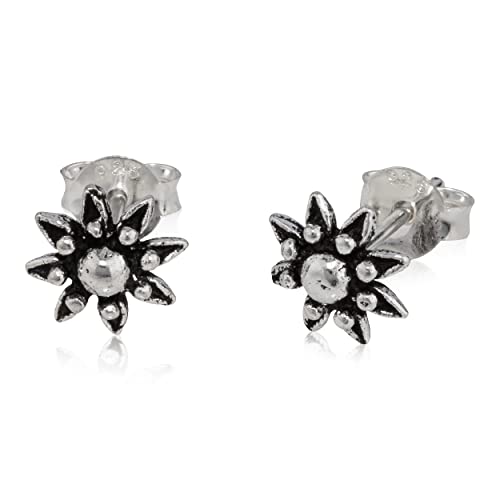 NKlaus Paar Sonne Ohrstecker 925 Silber Oxidiert Ohrschmuck 6mm Kleine Ohrringe 12902 von NKlaus