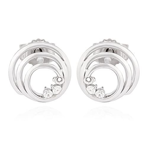 NKlaus Paar Spirale Ohrstecker 925 Silber hochglanz 9mm Zirkonia weiß rund Ohrringe 13603 von NKlaus