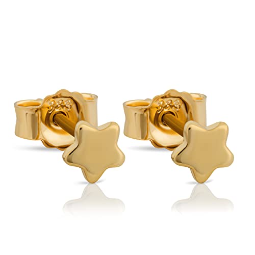 NKlaus Paar Stern Damen Ohrstecker klein 4mm schlicht geometrisch 333 Gelb Gold 8 Karat 13172 von NKlaus