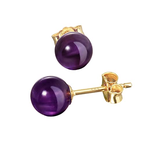 NKlaus Paar echt Amethyst Kugel Ohrstecker 6mm Gelbgold 585 14 Karat Gold Ohrringe 7943 von NKlaus