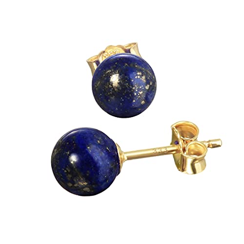 NKlaus Paar echt Lapis Lazuli Kugel Ohrstecker 6mm Gelbgold 333 8 Karat Gold Ohrringe 7944 von NKlaus