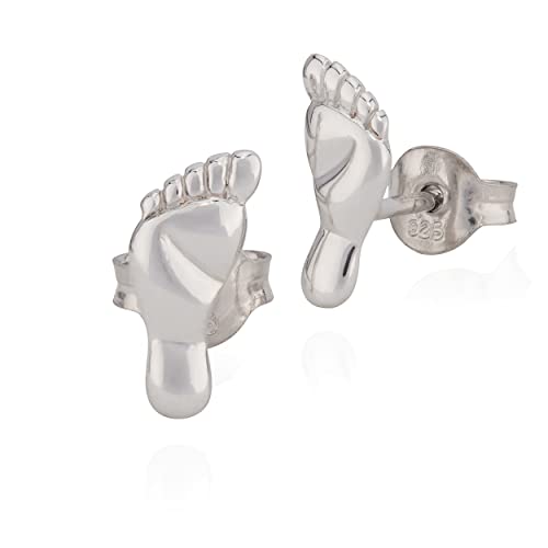 NKlaus Paar kleine Ohrstecker Barfuß 925 Silber anlaufgeschützt 10x4mm Motiv Ohrringe 9765 von NKlaus