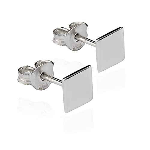 NKlaus Paar kleine Ohrstecker Platte 925 Silber anlaufgeschützt 6x6mm Motiv Ohrringe 9878 von NKlaus