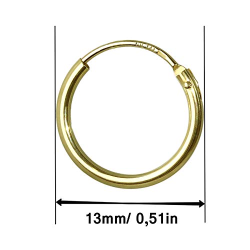 NKlaus SET 2x Einzel HERREN Creole ECHT GOLD 333 Ohrring Ohrhänger 13 mm 40173 von NKlaus