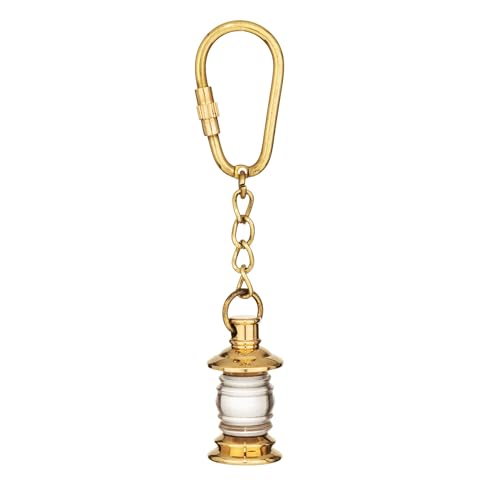 NKlaus Schlüsselanhänger Ankerlampe aus Messing – 10x2cm Maritimes Licht, Retro Stil 16007 von NKlaus