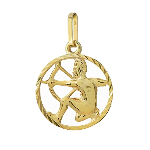 NKlaus Schutze Sternzeichen 585 Gelb Gold 14 Karat 15mm Kettenanhänger Horoskop Zodiak 13326 von NKlaus