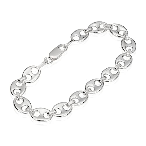 NKlaus Silber 19,5cm 925 Echtes Sterlingsilber Kette Kaffeebohne Herren Armband 9,00mm 11,5gr 5456 von NKlaus