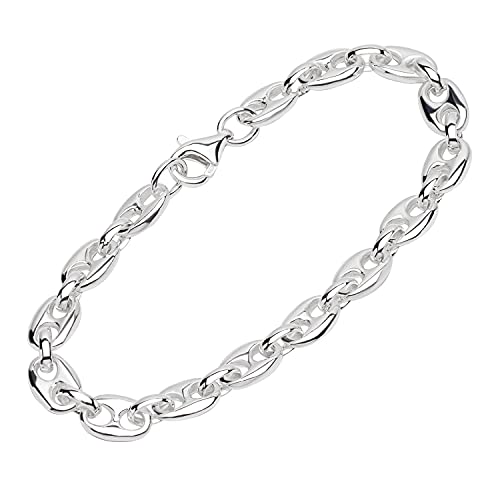 NKlaus Silber Armband Herren und Damen 925-22 cm - designer Kaffeebohnen Kette - Sterling Armbandkette - Männer und Frauen Armkette Echt Sterlingsilber - Unisex - 6.96mm breit 12515 von NKlaus