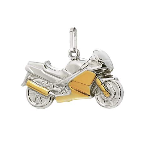 NKlaus Silber Motorrad Biker 925 Sterlingsilber Kettenanhänger Bicolor Herren 27x15mm 9112 von NKlaus