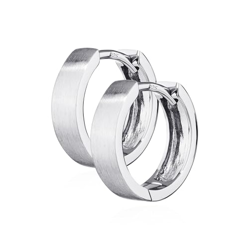 NKlaus Silber Paar 925er Sterlingsilber Klappcreolen matt glänzend 13mm anlaufgeschützt 4790 von NKlaus