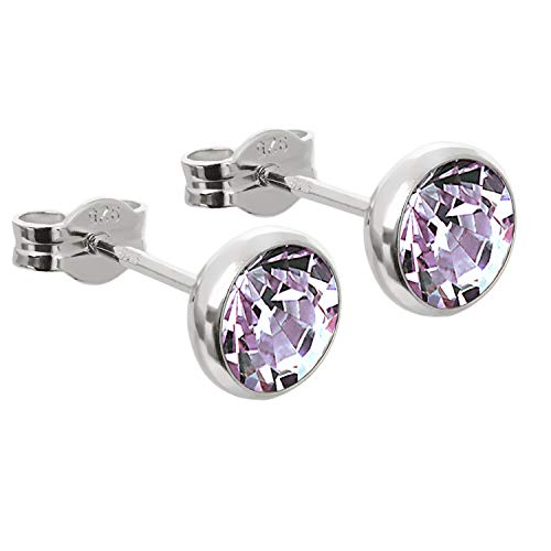 NKlaus Silber Paar Ohrstecker Kelch Zirkonia Lavendel 6,7mm 925er Sterlingsilber Damen 7888 von NKlaus