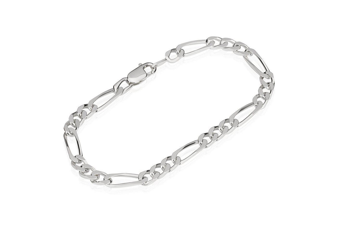 NKlaus Silberarmband 21cm 925 Echt Sterling Silber Kette Figaro Damen Herren Armband 5,1mm von NKlaus