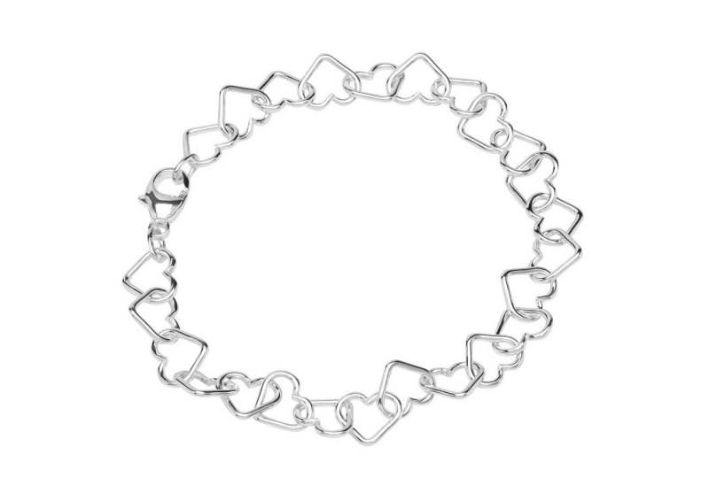 NKlaus Silberarmband Armband 925 Sterling Silber 18cm Herz Kette Damen (1 Stück), Made in Germany von NKlaus