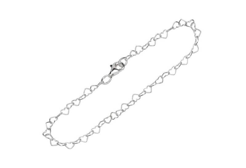 NKlaus Silberarmband Armband 925 Sterling Silber 19cm Herz Kette Damen (1 Stück), Made in Germany von NKlaus