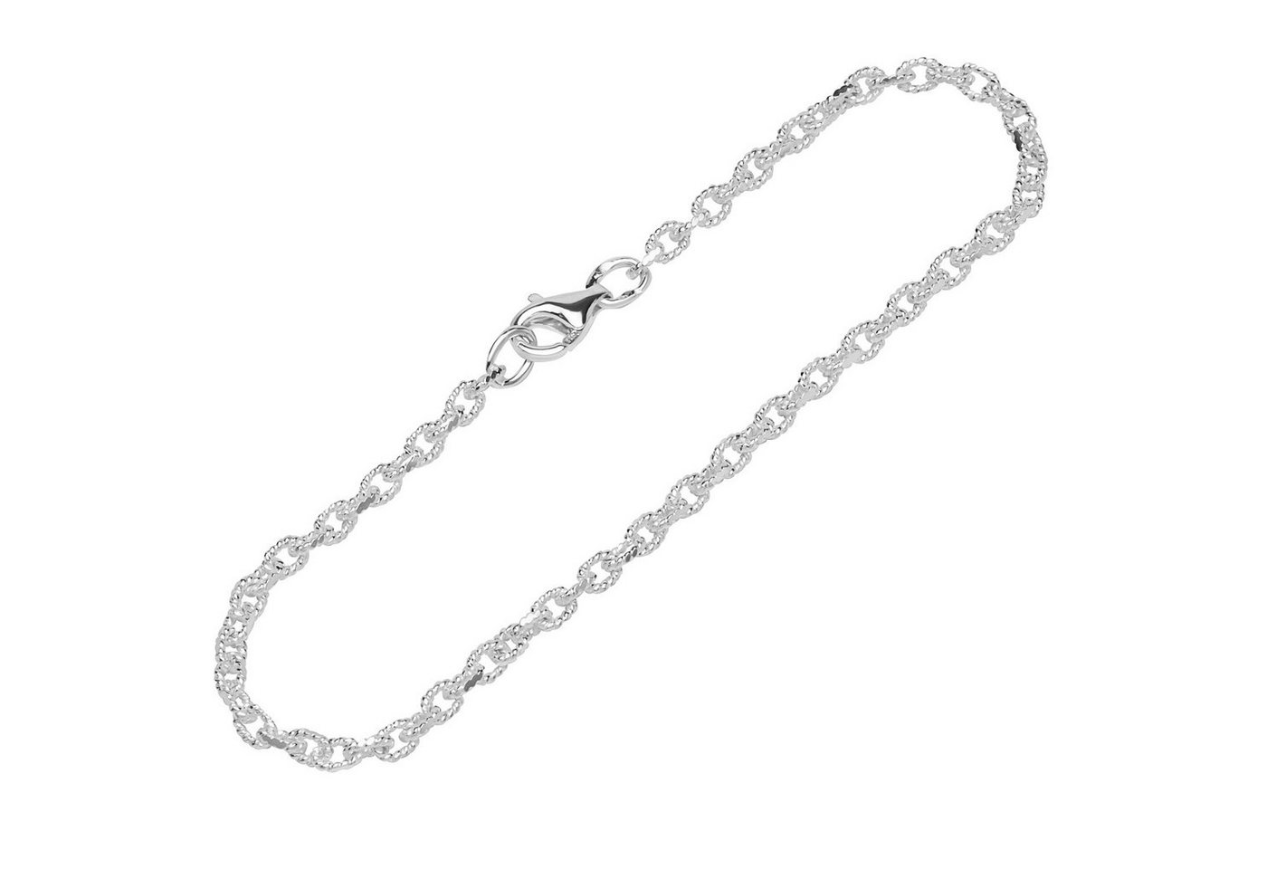NKlaus Silberarmband 925 Silber diamantiert 19cm Ankerkette Damen (1 Stück), Made in Germany von NKlaus
