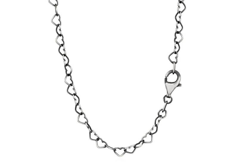 NKlaus Silberkette 42cm Herzchenkette 925 Sterling Silber oxidiert Damen Halskette 3,3mm, Made in Germany von NKlaus