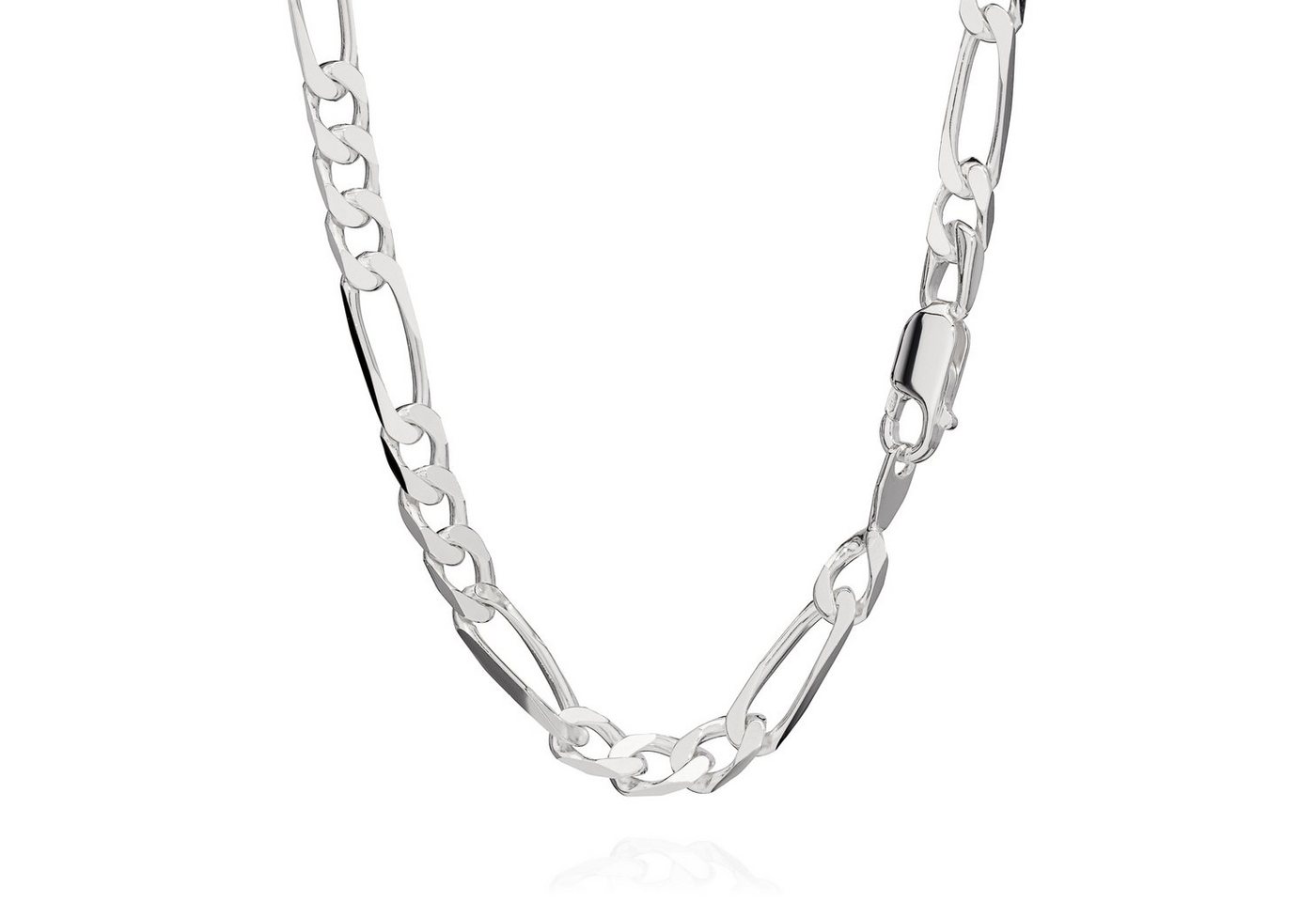 NKlaus Silberkette 55cm 925 Sterling Silber Kette Figaro Massiv 5246 Panzerkette 5,10mm 2 (1 Stück), Made in Germany von NKlaus