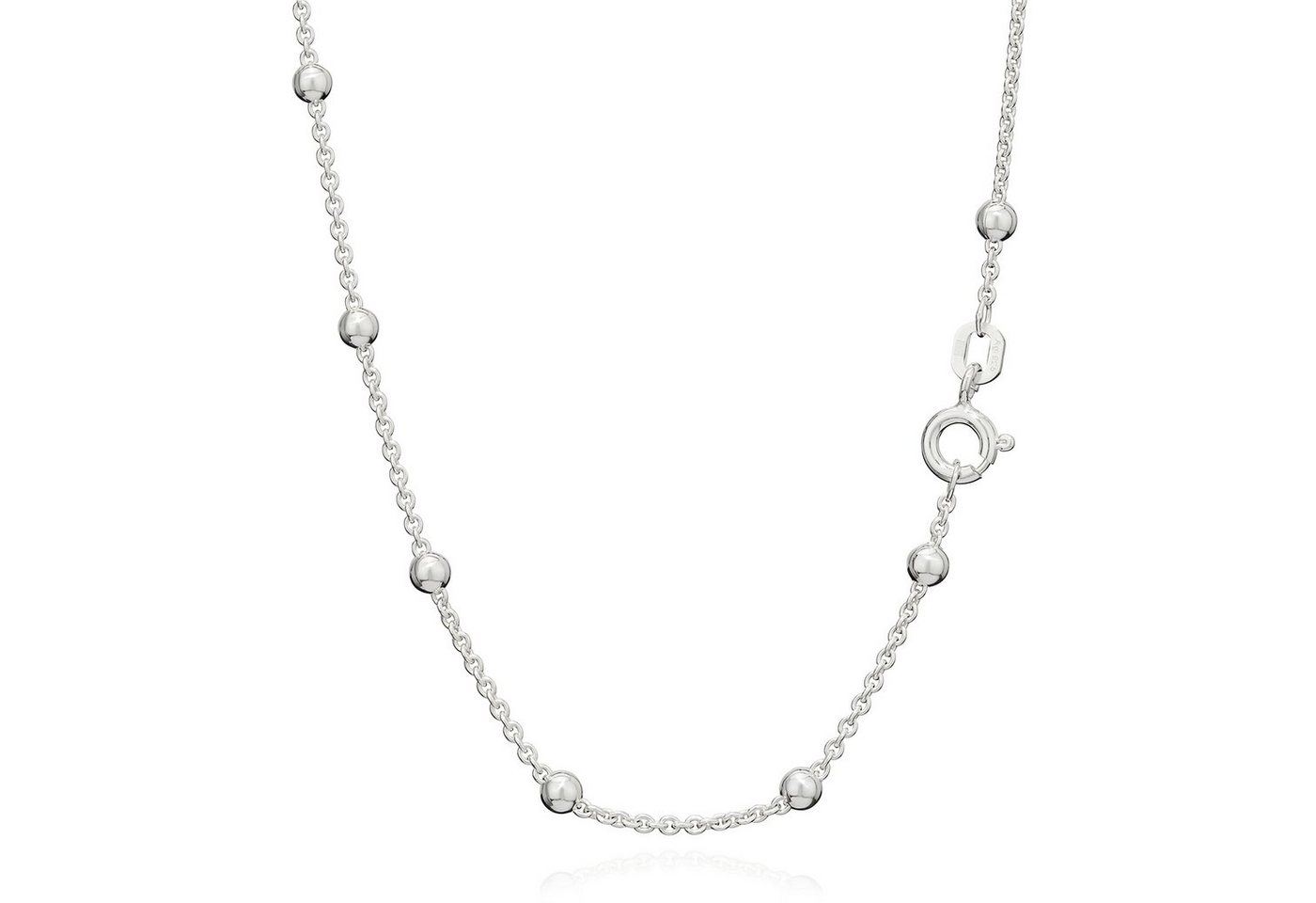 NKlaus Silberkette 925er Sterling Silber Kette Collier 45cm Ankerkette Rund mit 24 Kugel (1 Stück), Made in Germany von NKlaus