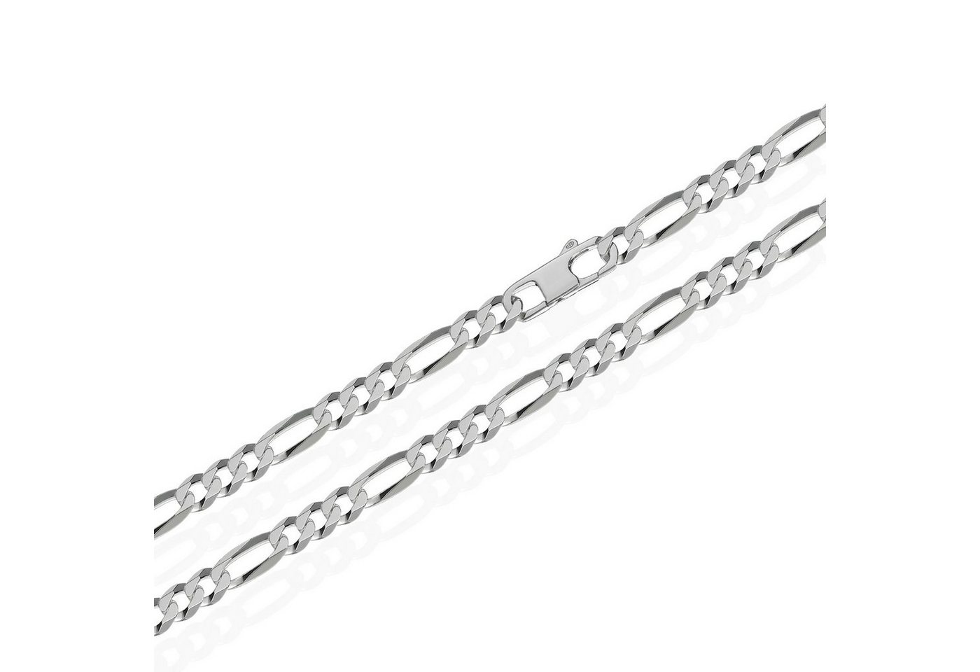 NKlaus Silberkette Echte 925er Sterlingsilber Figaro Kette 6x Diamantiert 55cm 4,00mm 10, (1 Stück), Made in Germany von NKlaus