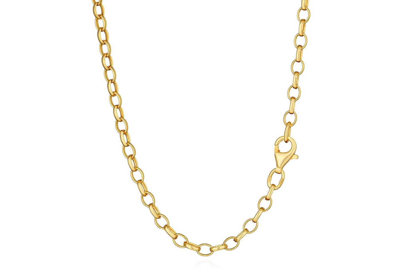 NKlaus Silberkette Edle Halskette 42cm, Erbskette rund, 925 Silber Gelbgold vergoldet, 2, (1 Stück), Made in Germany von NKlaus