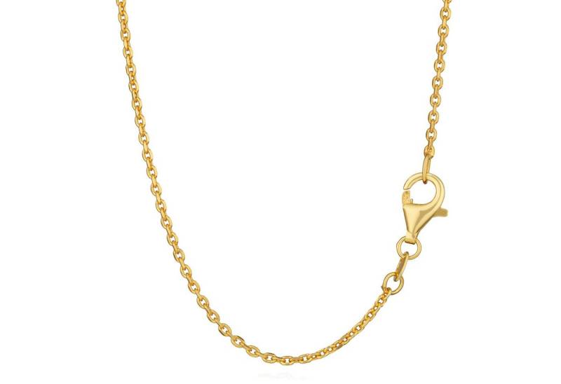 NKlaus Silberkette Halskette 42cm Ankerkette diamantiert 925 Silber Gelbgold vergoldet 1, (1 Stück), Made in Germany von NKlaus