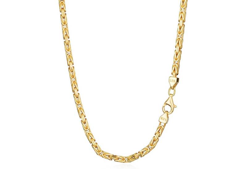 NKlaus Silberkette Halskette 50cm Königskette 925 Silber Gelbgold vergoldet 4-fach di. 3, (1 Stück), Made in Germany von NKlaus