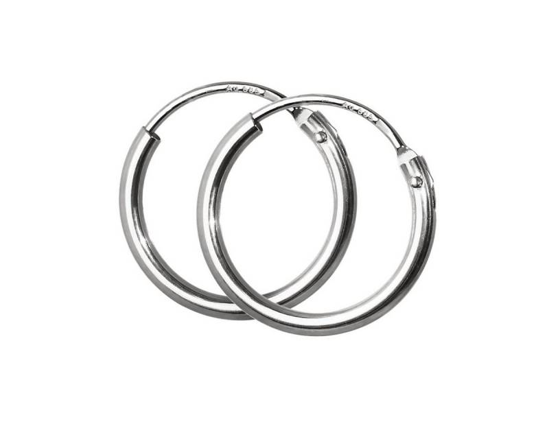 NKlaus Silberkette Paar 585 Weißgold Creolen Ohrringe Ohrschmuck Rund (1 Stück), Made in Germany von NKlaus