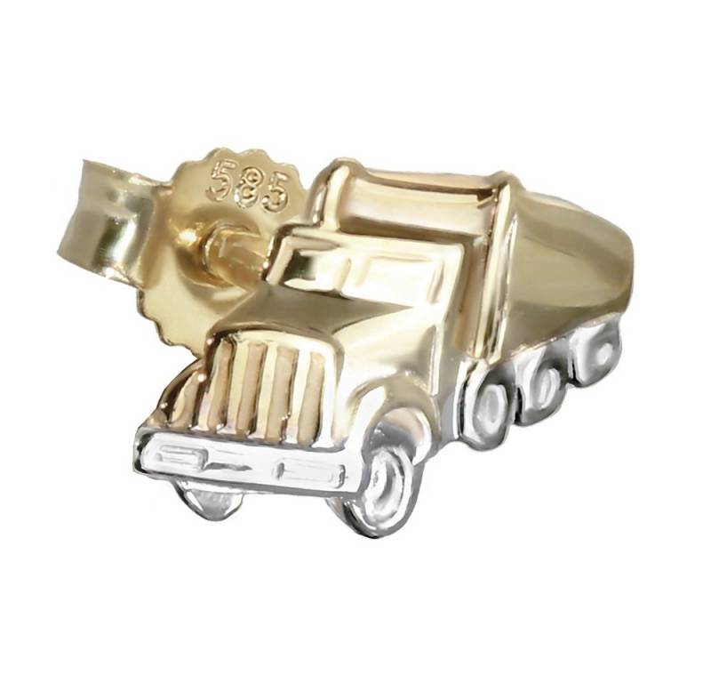 NKlaus Single-Ohrstecker Einzel Lkw Truck 585 Gold 14 Karat Ohrstecker Bico (Einzel - 1 Stück) von NKlaus
