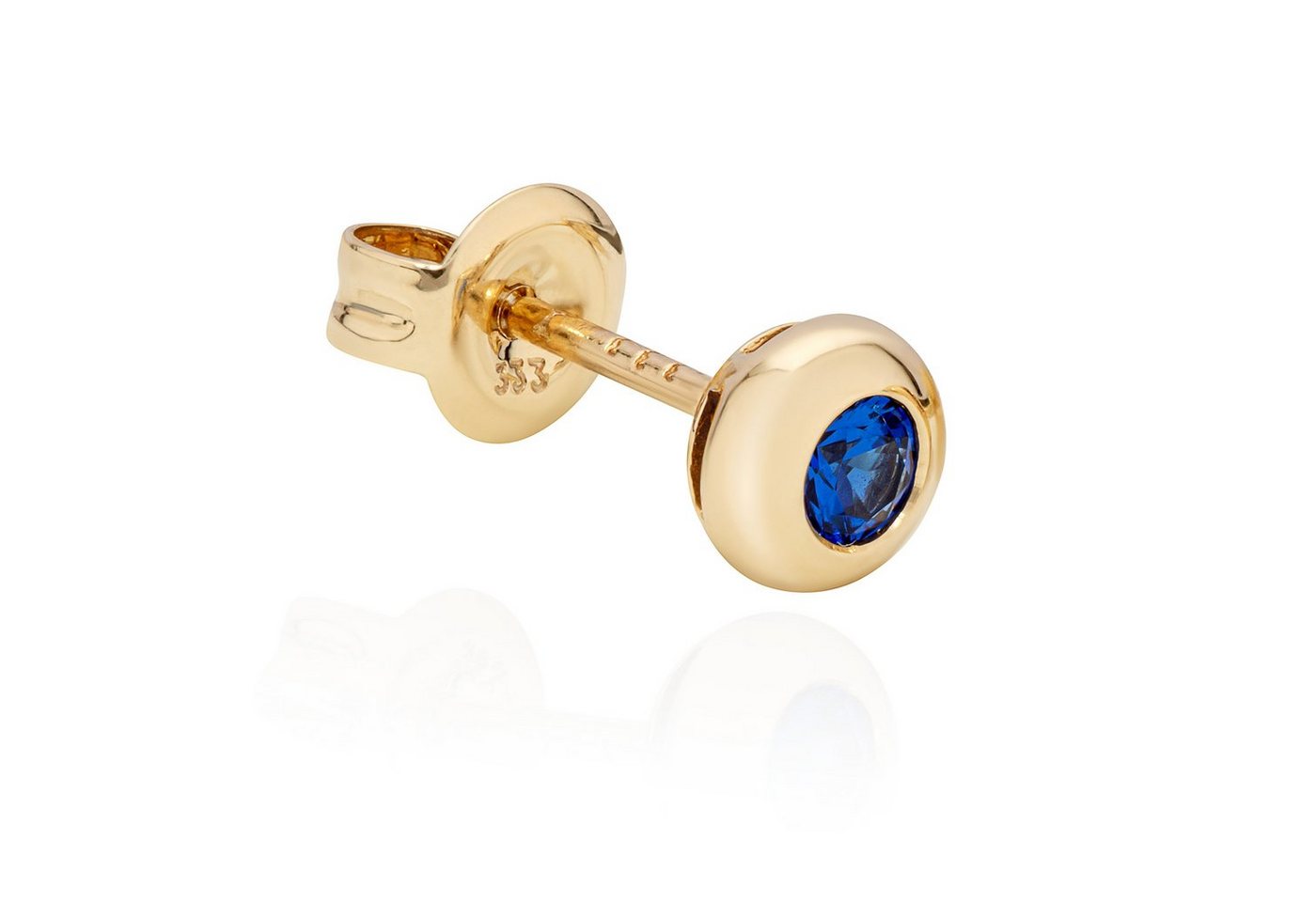 NKlaus Single-Ohrstecker Einzel Ohrstecker 5mm rund 333 Gelb Gold glanz Zirkonia blau Damen Ohr von NKlaus