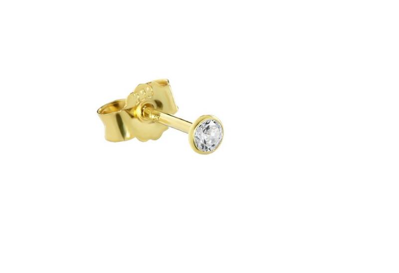 NKlaus Single-Ohrstecker Single Ohrstecker Echt Gold 333er 3mm Cubic Zirkonia Damen Herren 0,33 von NKlaus
