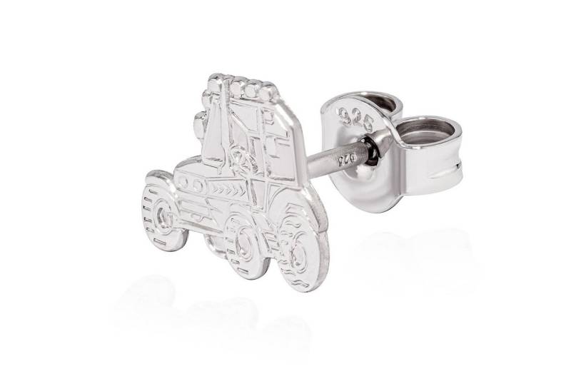 NKlaus Single-Ohrstecker mit Ohrklemme Einzel Ohrstecker Traktor 10x8mm 925 Silber Ohrring teilmatt Ohrschmuc (Einzel - 1 Ohrring) von NKlaus