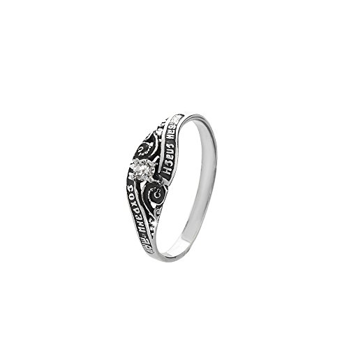 NKlaus Sterlingsilber Silber 925 Orthodoxe Ring Größe 52 (16,5mm) Solitär Zirkonia Weiß 36231 von NKlaus