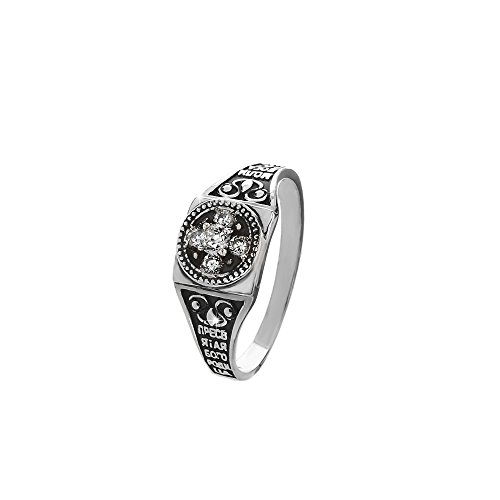 NKlaus Sterlingsilber Silber 925 Orthodoxe Ring Größe 60 (19,0mm) 5 Zirkonia Klar Weiß 36229 von NKlaus