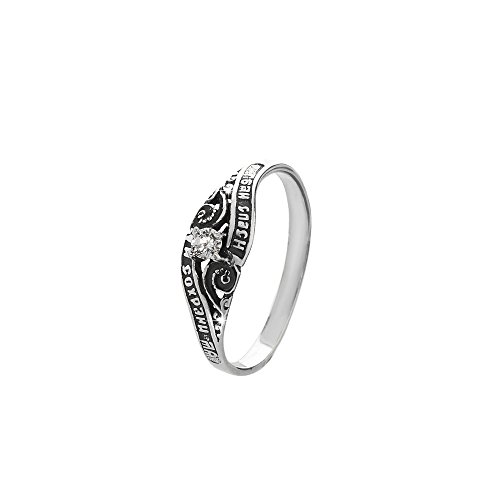 NKlaus Sterlingsilber Silber 925 Orthodoxe Ring Größe 60 (19,0mm) Solitär Zirkonia Weiß 36236 von NKlaus
