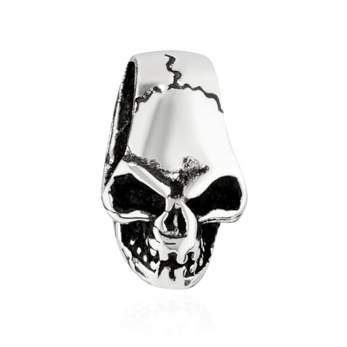 NKlaus Totenkopf Kettenanhänger 1,1cm Silber 925 Biker Amulett Wikinger Schädel Symbol 3977 von NKlaus