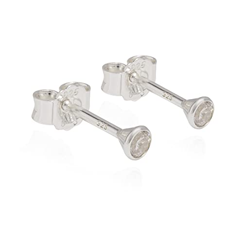 NKlausPaar 925 Silber Ohrstecker Ohrringe Ohrhänger Cubic Zirkonia Weiß 3,0mm 8856 von NKlaus