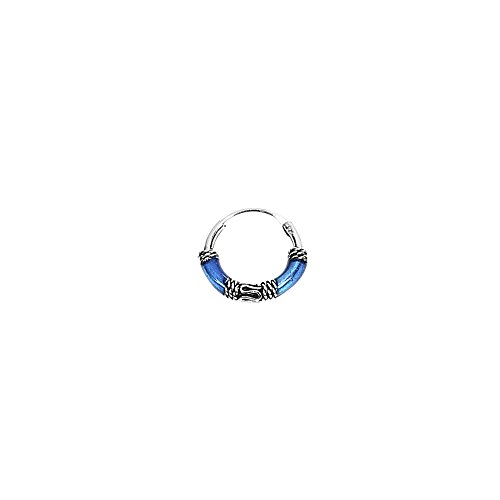 Nklaus 2x Einzel 925 STERLING SILBER Keltische Bali Creole blau 14mm 40319 von NKlaus