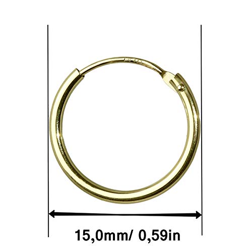 Nklaus 2x Einzel HERREN Creole ECHT GOLD 333 Ohrring Ohrschmuck Ohrhänger 15 mm 40181 von NKlaus