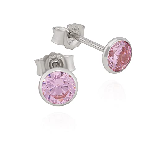 NKlaus Paar Kelch Ohrstecker 925 Silber anlaufgeschützt 5mm Zirkonia Rose Ohrringe 11217 von NKlaus